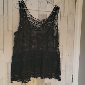 sheer lace sleevless  top